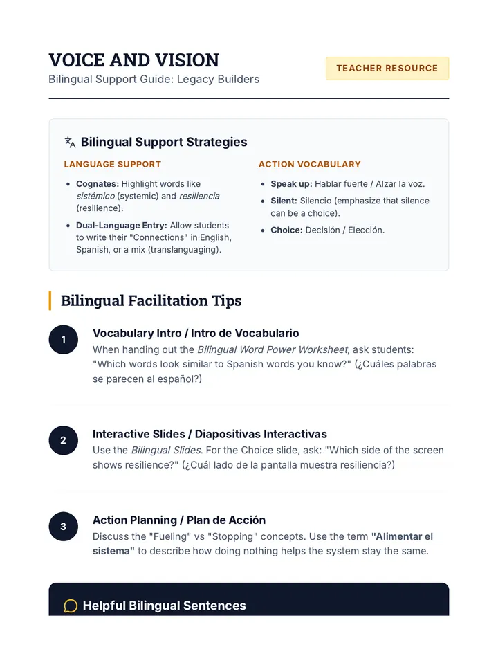 Voice and Vision Bilingual Teacher Guide