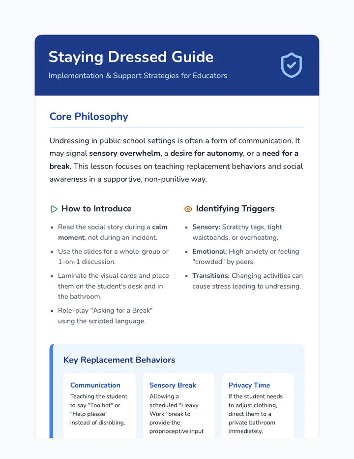 Staying Dressed Teacher Guide