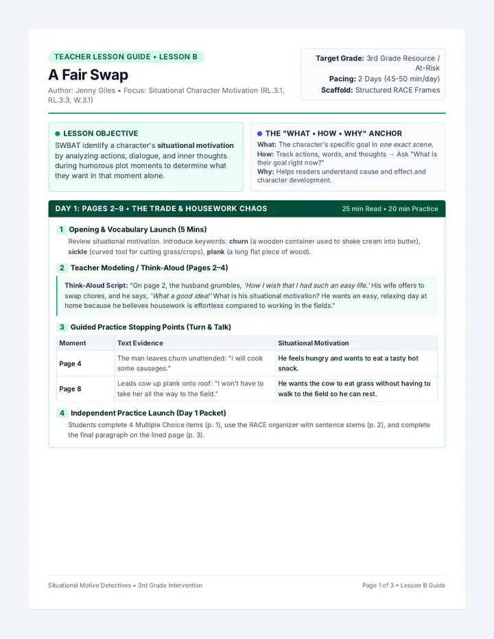 A Fair Swap Teacher Guide