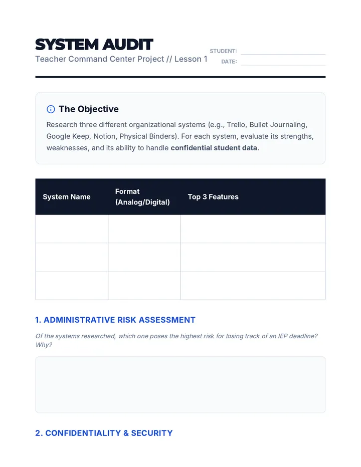 System Audit Worksheet