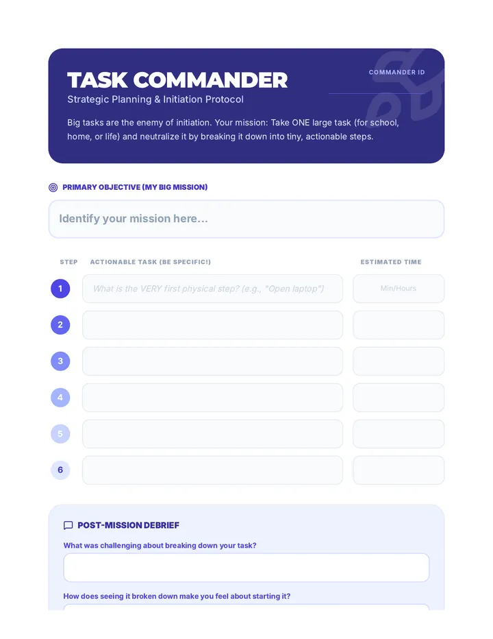 Power-Up Activity Task Commander
