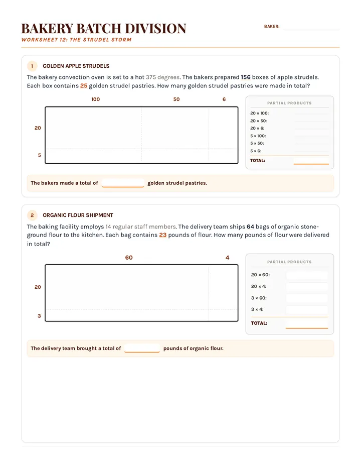 Strudel Storm Worksheet