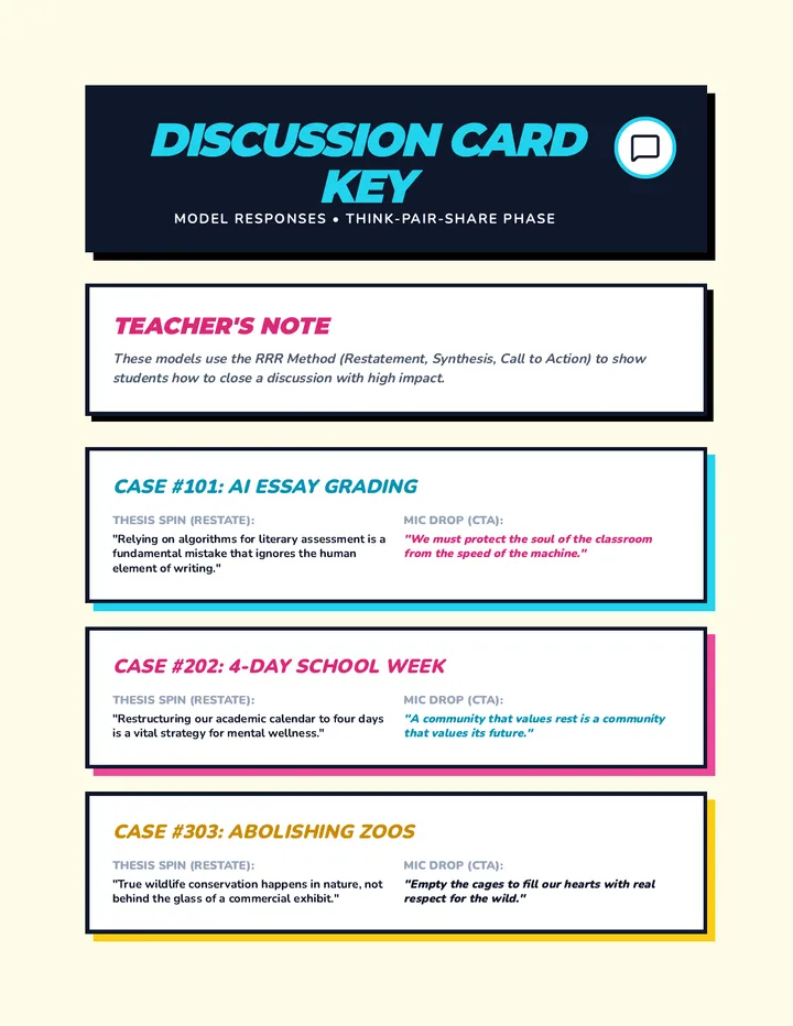 Discussion Card Answer Key