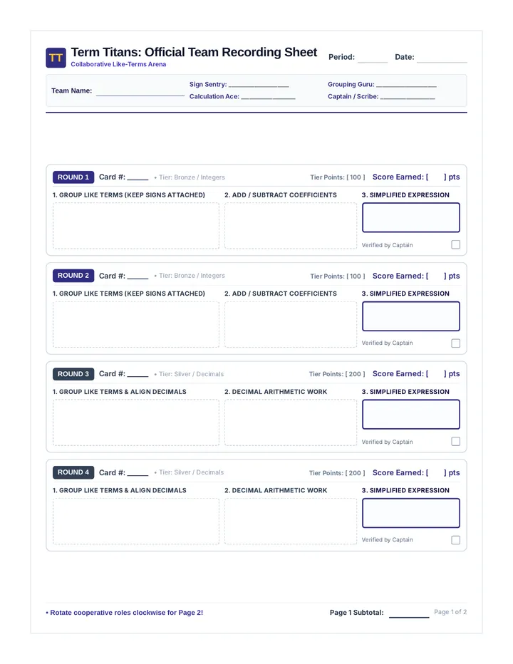 Term Titans Recording Sheet