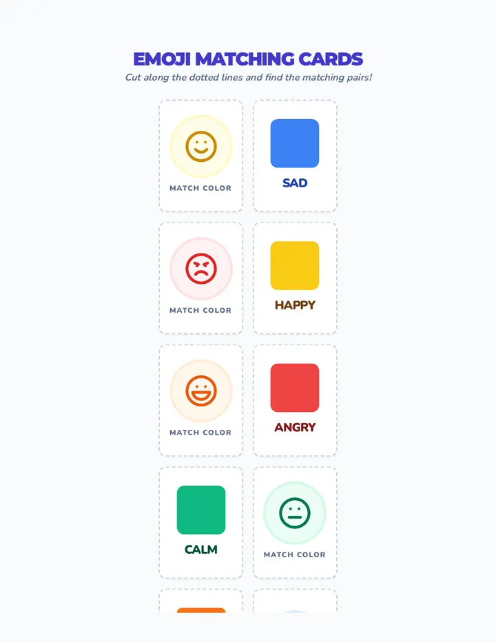 Emoji Matching Cards Handout