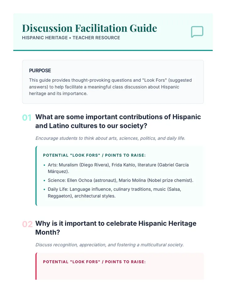 Hispanic Heritage Discussion Guide