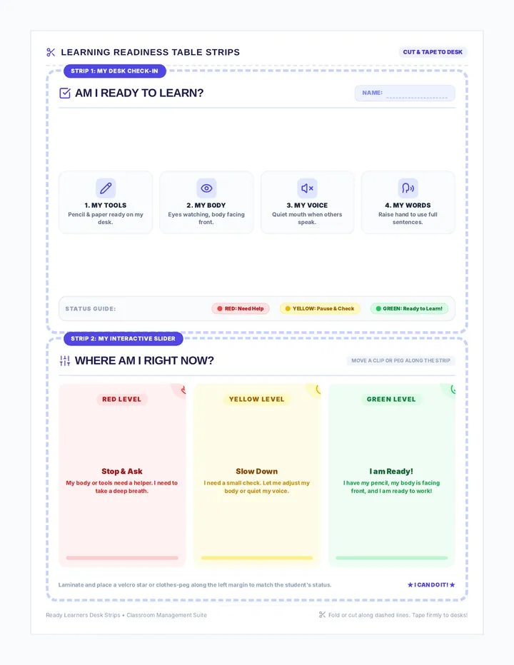 Learning Readiness Desk Strips