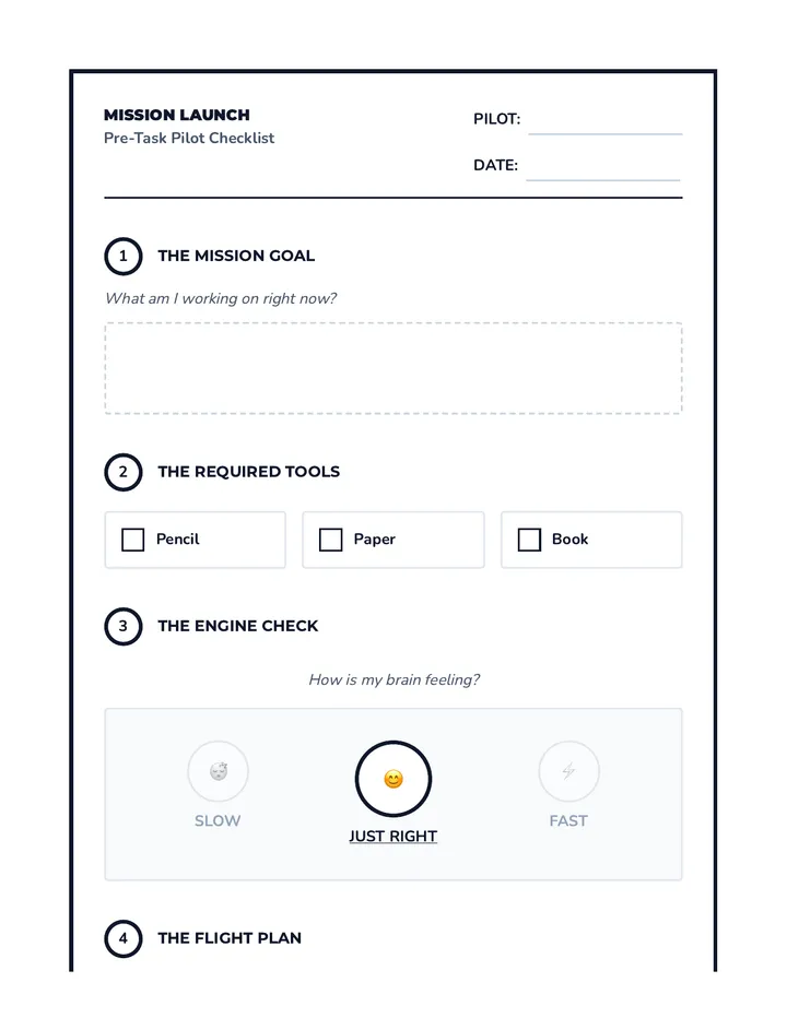 Mission Launch Worksheet Monotone