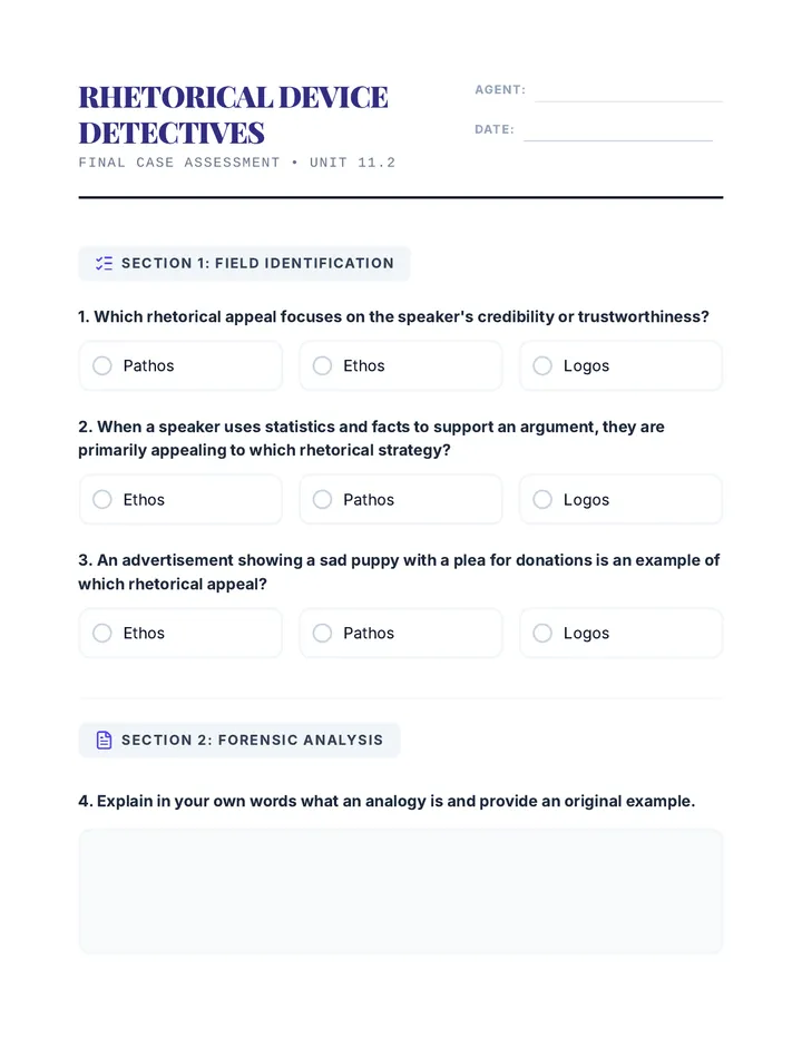 Rhetorical Device Detectives Quiz