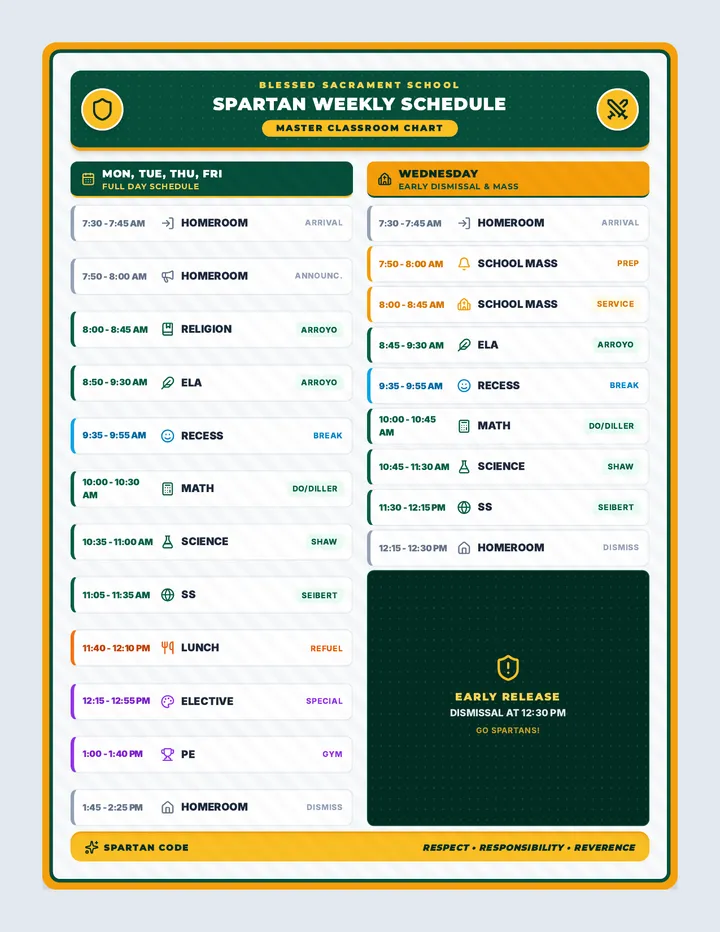 Weekly Schedule Chart Poster