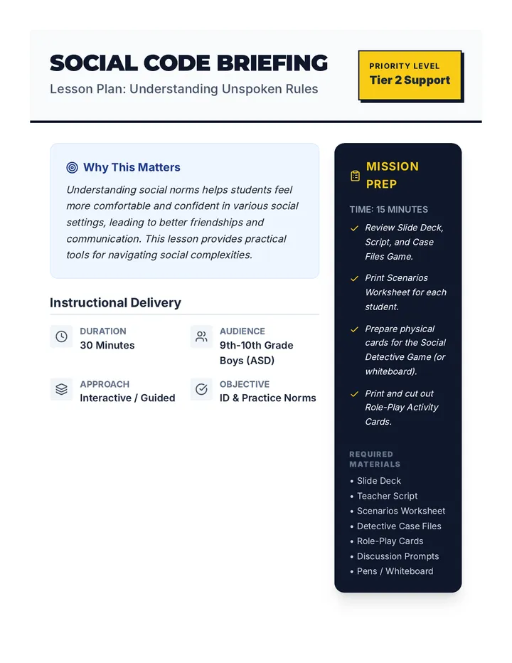 Social Code Briefing Lesson Plan