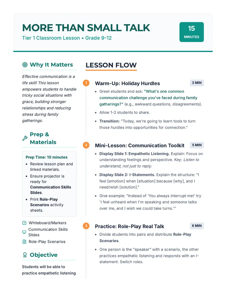 More Than Small Talk Lesson Plan