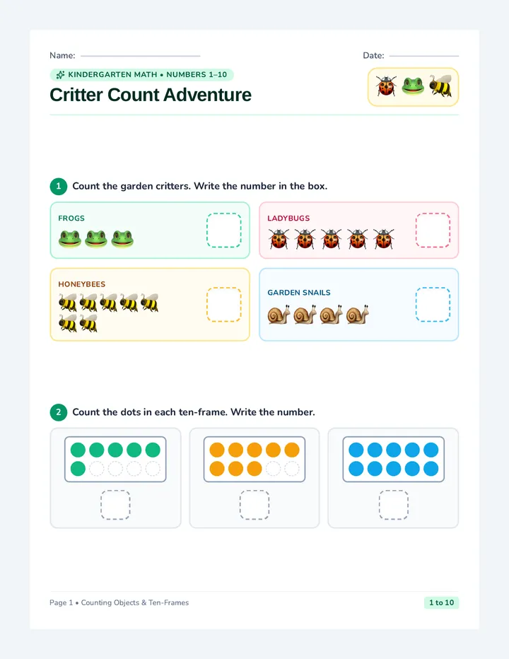 Critter Count Worksheet