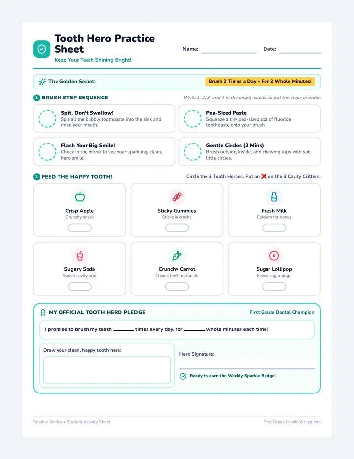 Tooth Hero Worksheet