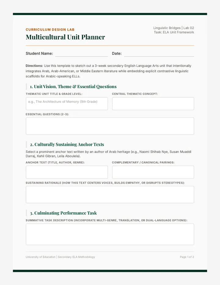 Multicultural Unit Planner
