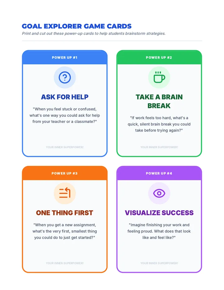 Goal Explorer Game Cards