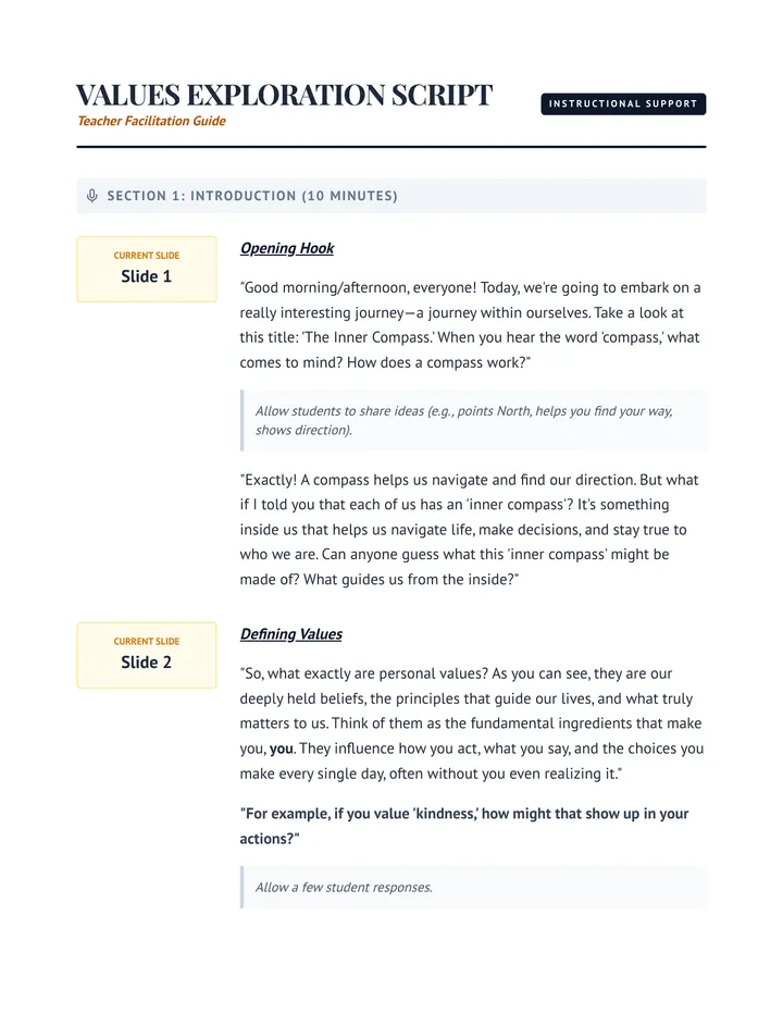 Values Exploration Script