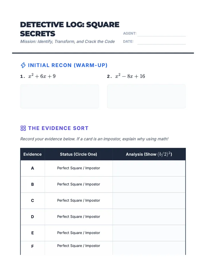 Detective Log Worksheet