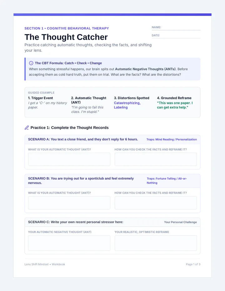 Lens Shift Student Worksheets