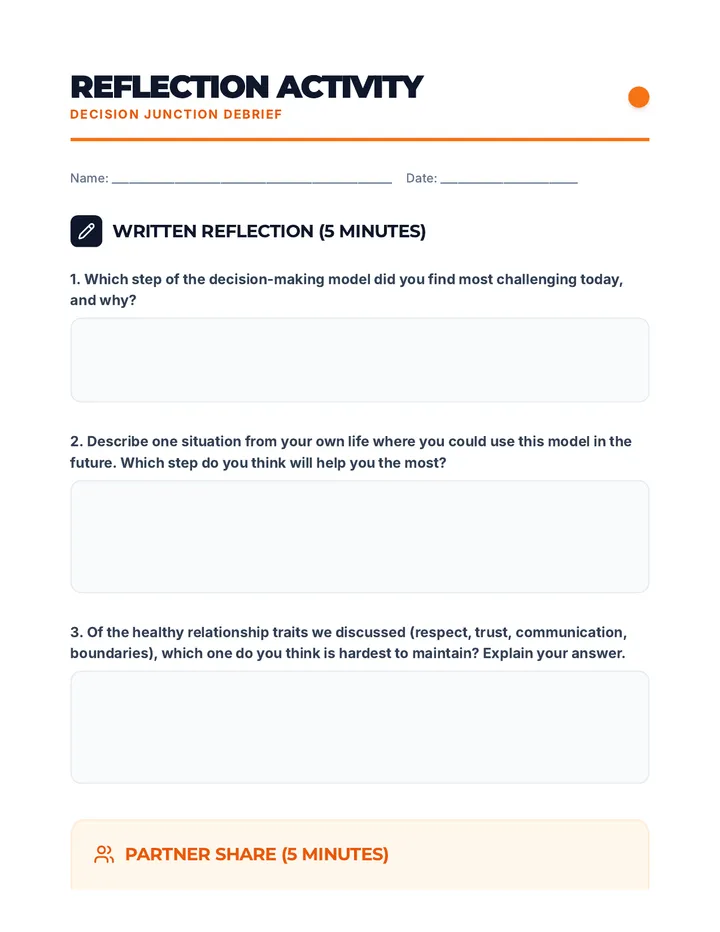 Decision Junction Reflection Activity