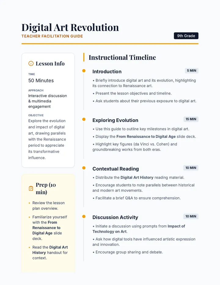 Digital Art Revolution Lesson Plan