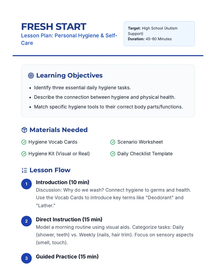 Fresh Start Lesson Plan