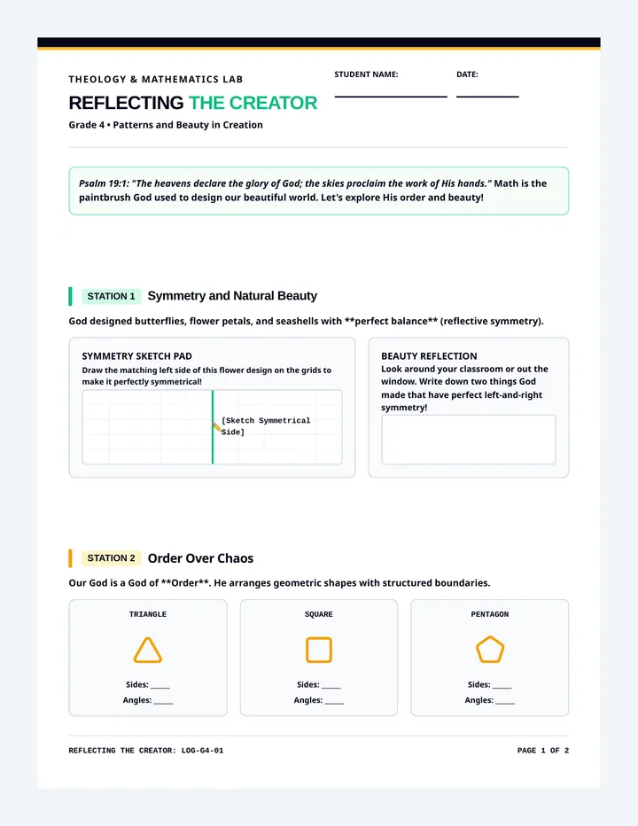 Reflecting Creator Worksheet G4