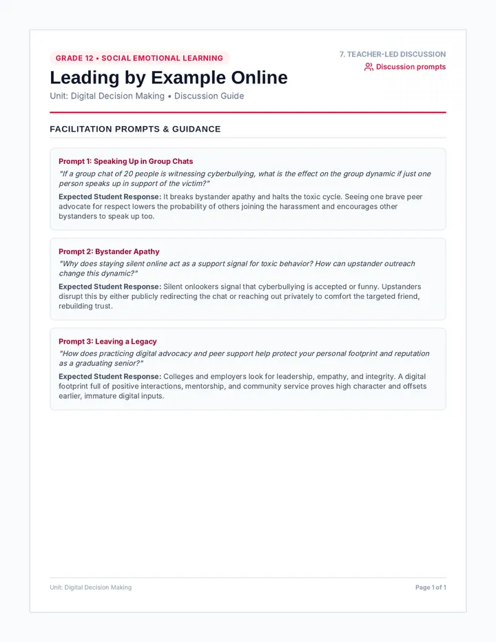 Leadership Discussion Sheet