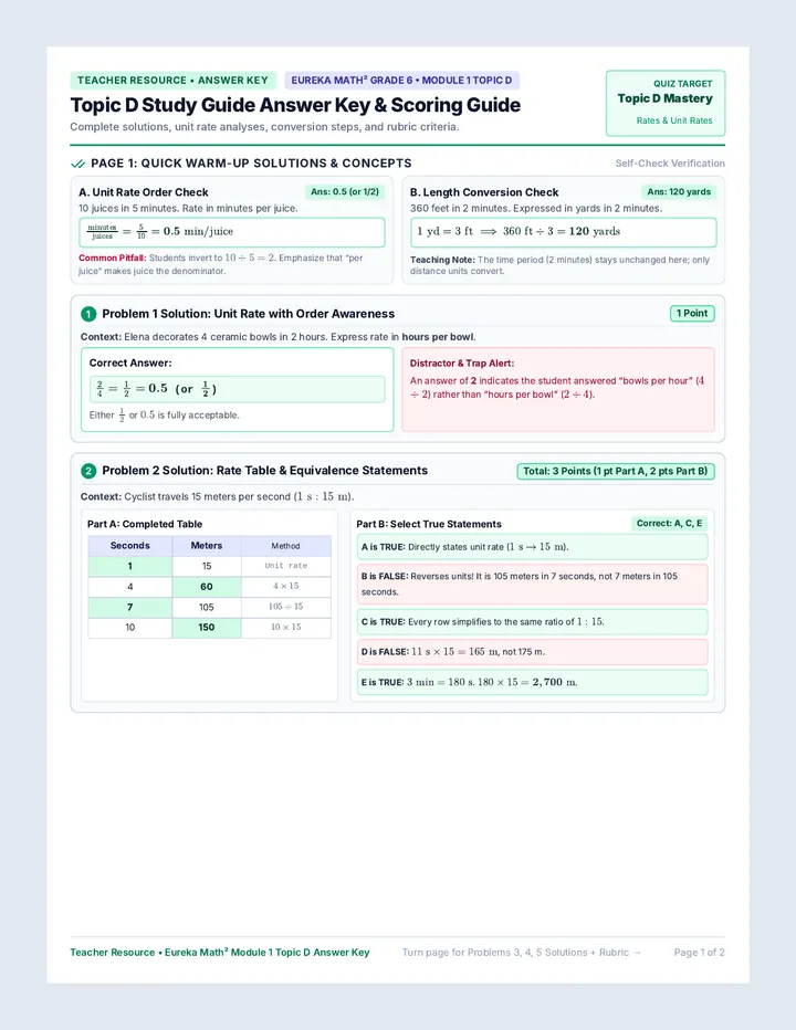 Rates Mastery Answer Key