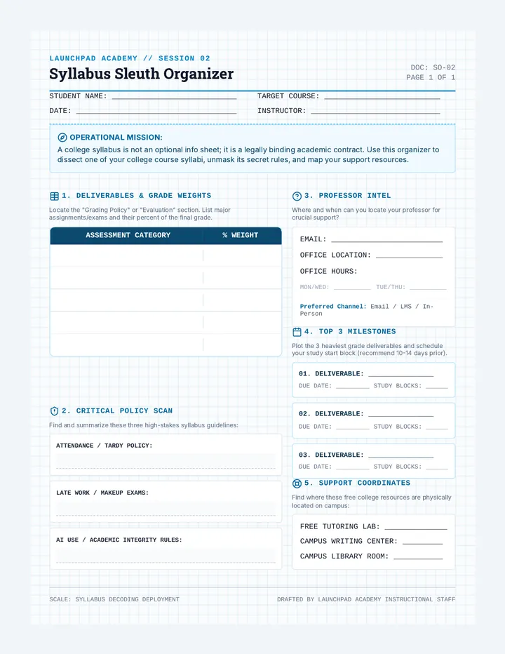 Syllabus Sleuth Organizer