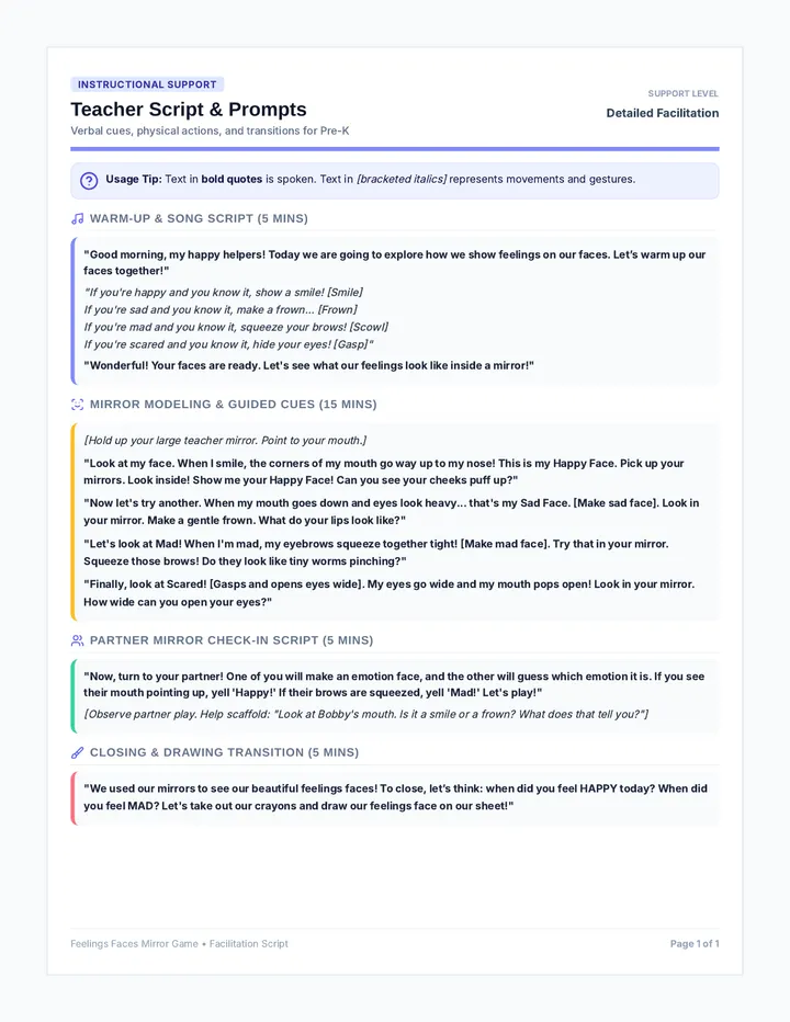 Teacher Script with Prompts