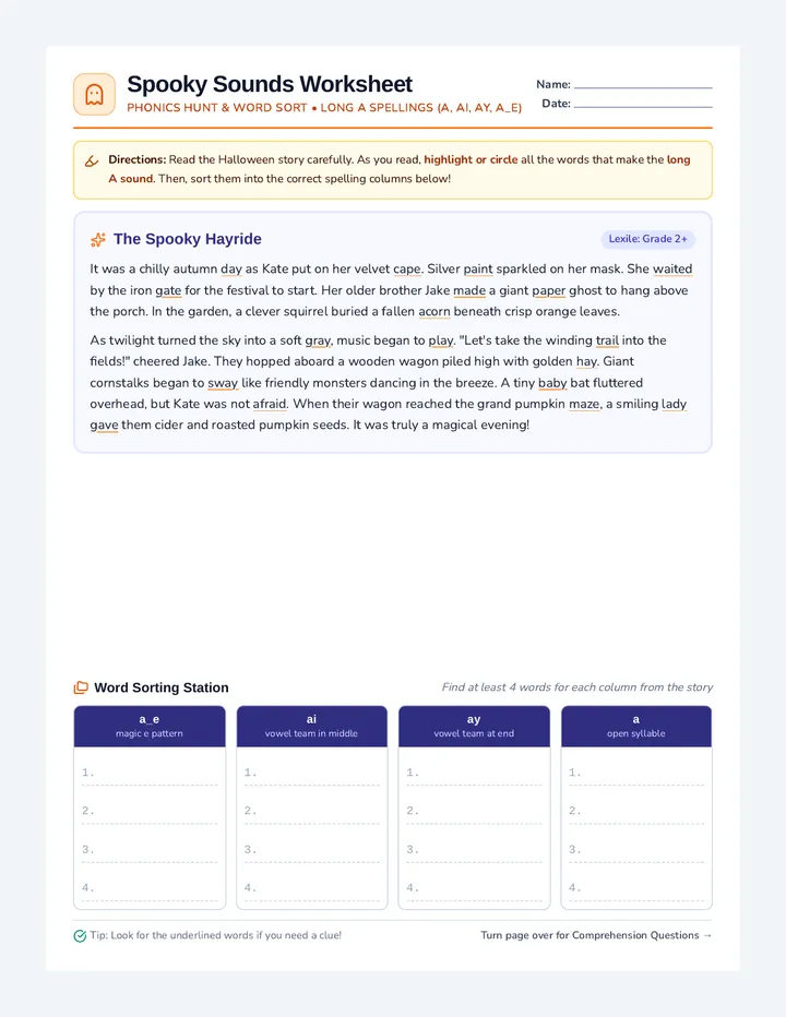 Spooky Sounds Worksheet