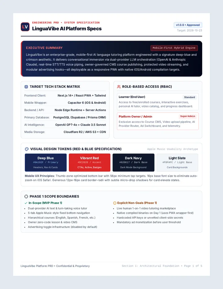 LinguaVibe Platform Requirements Document