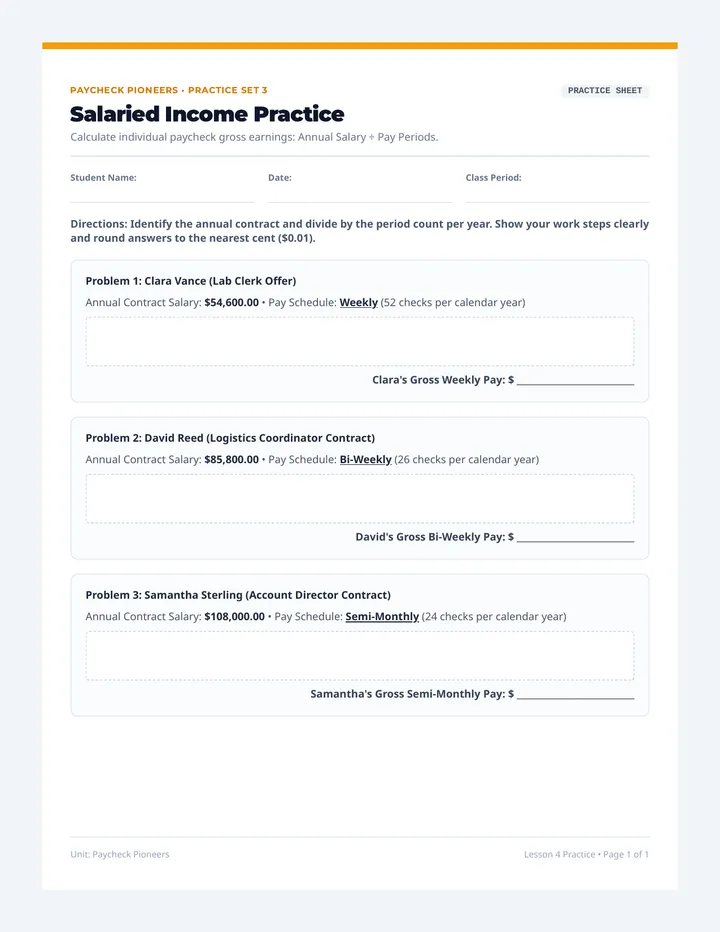 Salaried Income Practice