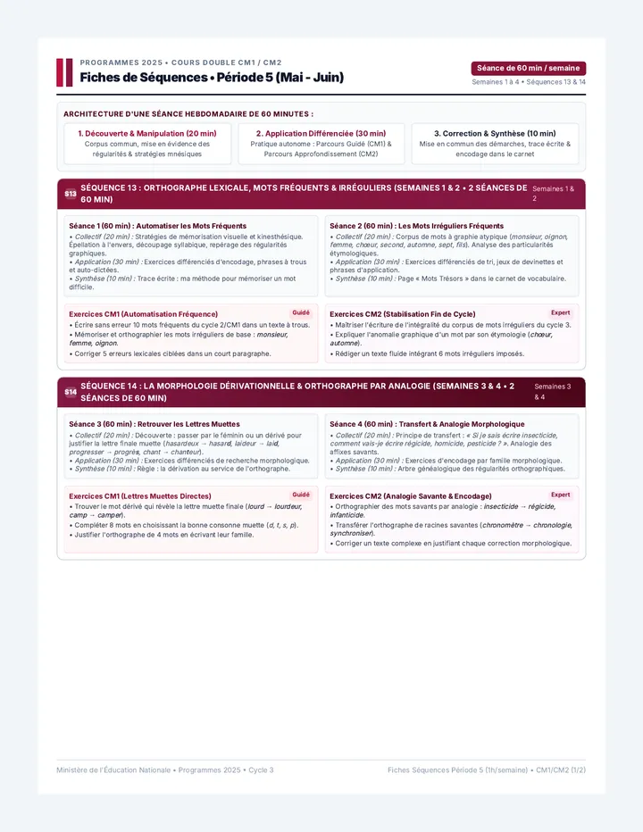 Vocabulaire Période 5 Séquences Guide