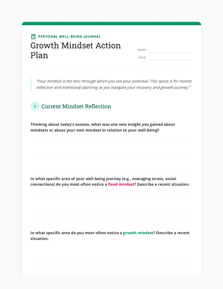 Growth Mindset Action Journal