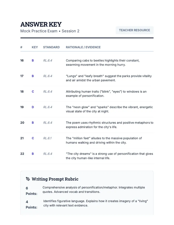 MCAS Practice Key Two