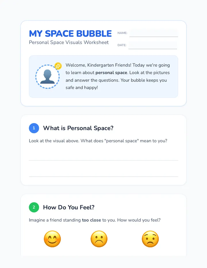 Personal Space Visuals Worksheet