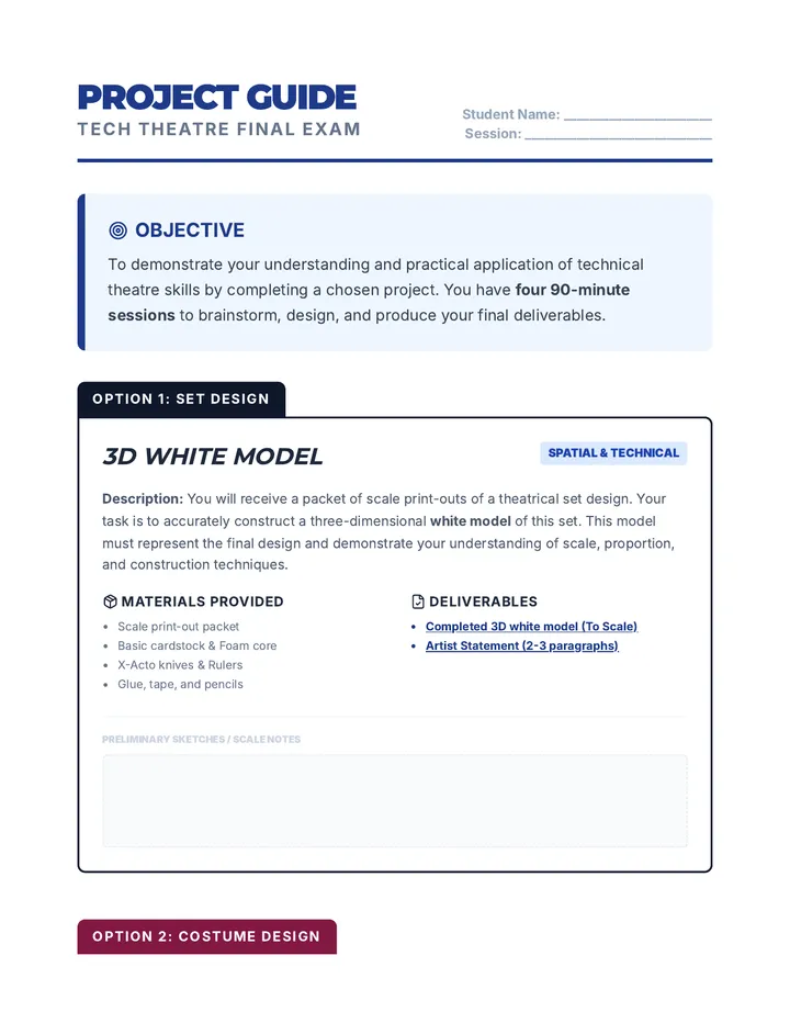 Tech Theatre Finale Project Guide