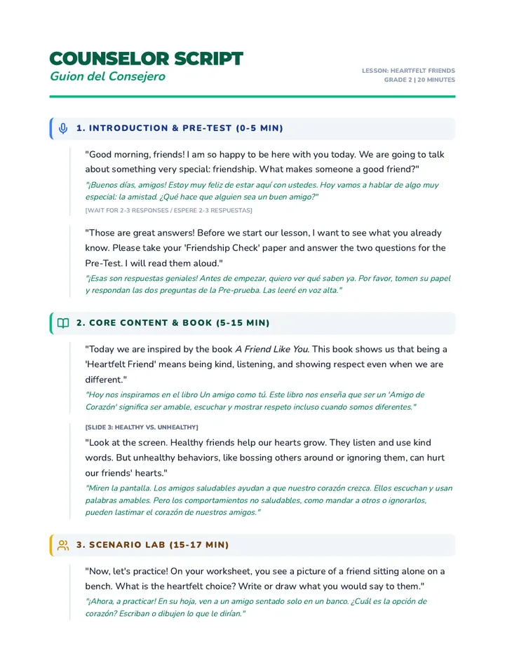 Heartfelt Friends Counselor Script