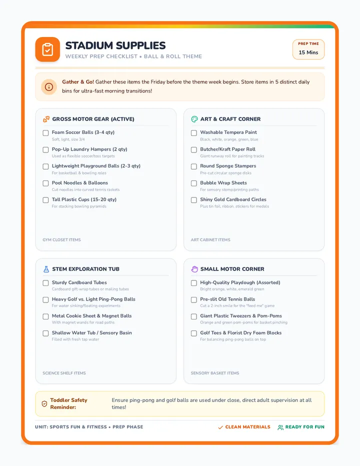 Stadium Supply Checklist