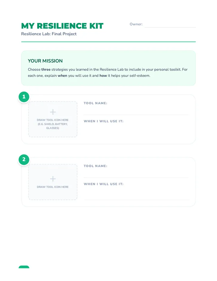 My Resilience Kit Worksheet