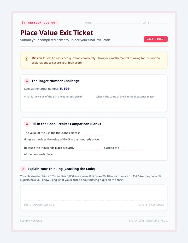 Power Up Exit Ticket