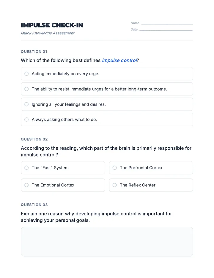 Impulse Check In Quiz