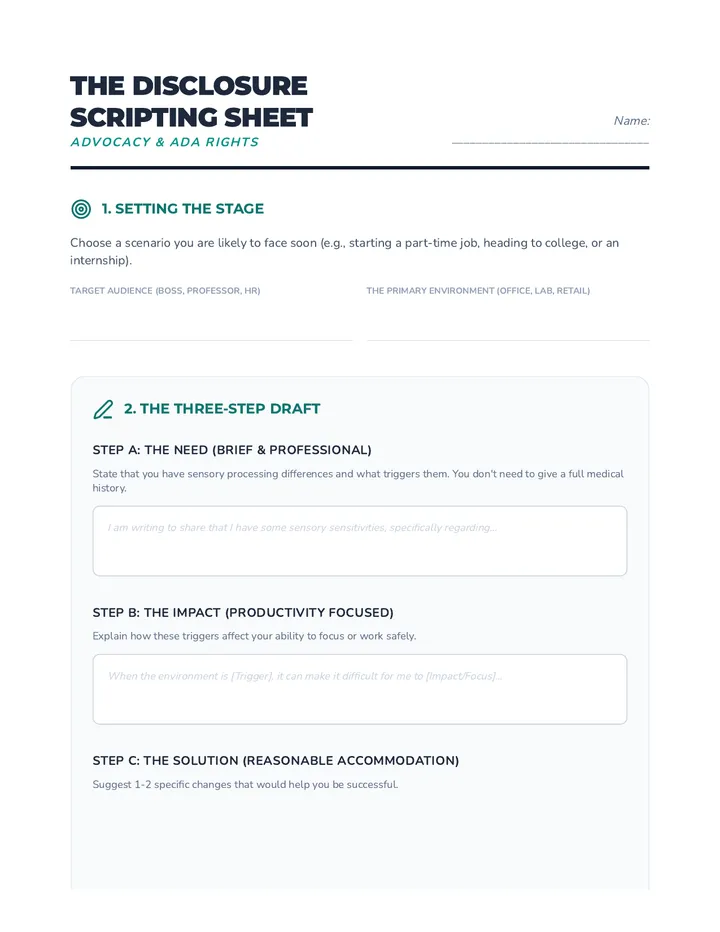 Disclosure Scripting Sheet