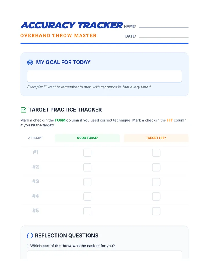 Accuracy Tracker Worksheet