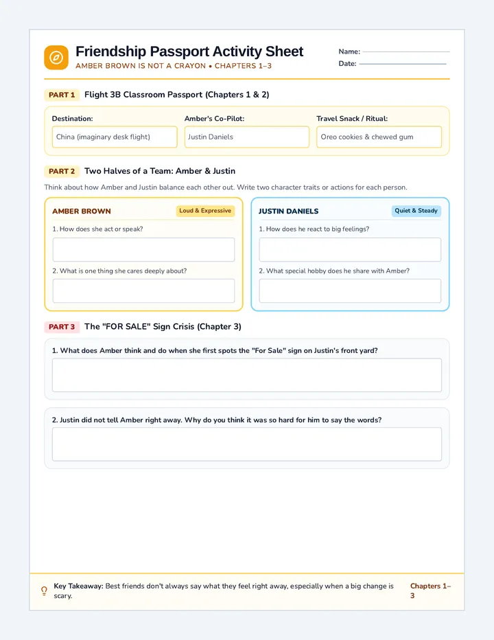 Friendship Passport Activity Sheet