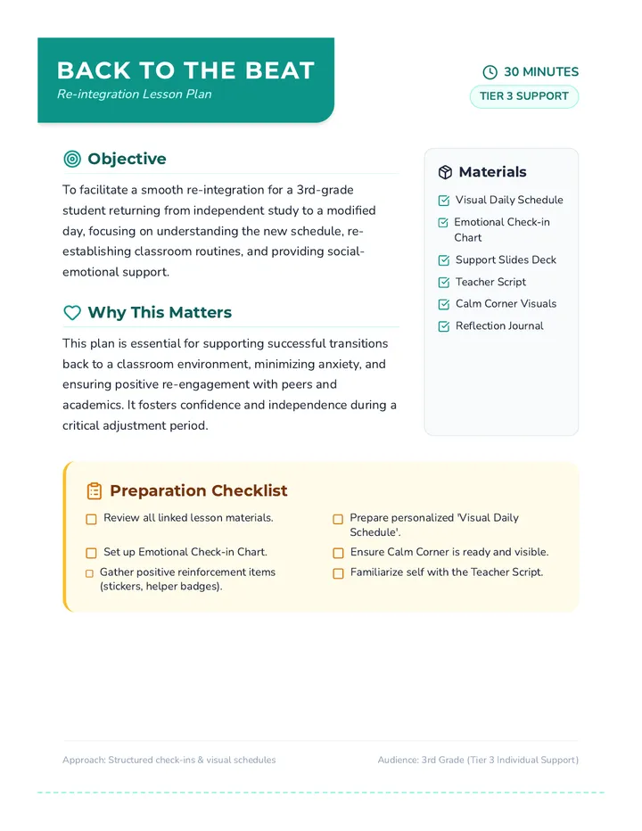 Rhythm of Reintegration Lesson Plan