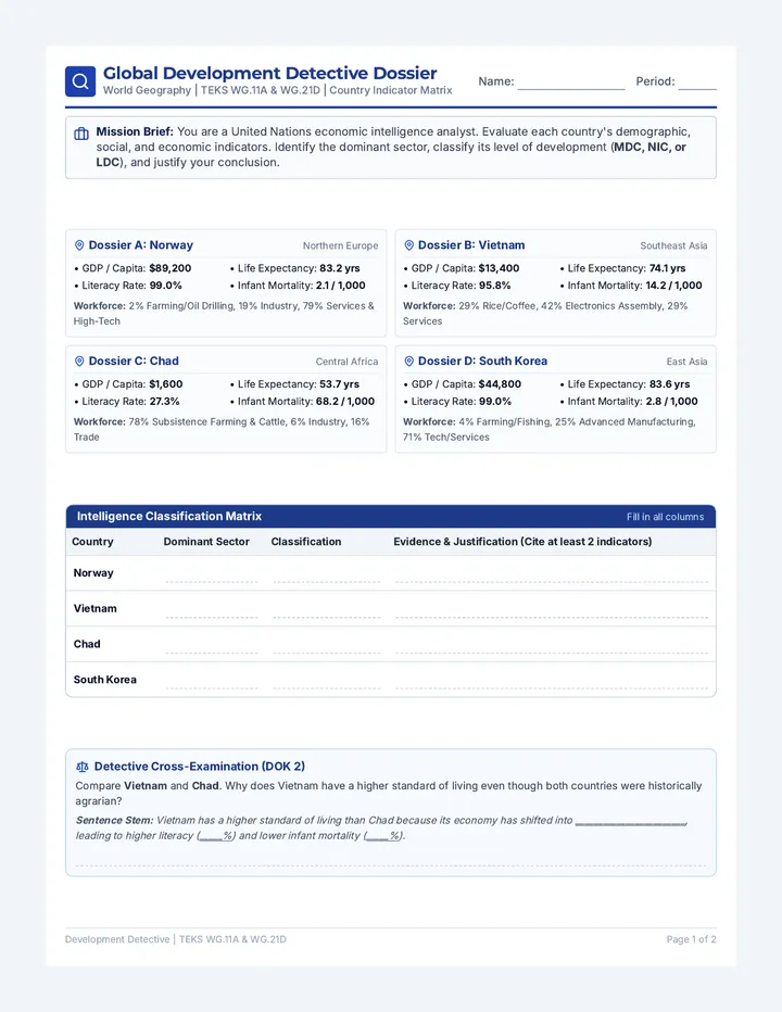 Development Detective Worksheet