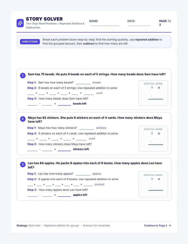 Story Solver Worksheet
